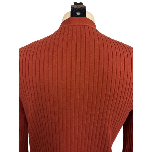 Loft Womens Rust Ribbed Button-Up Cardigan Sweater Size L - Picture 8 of 10